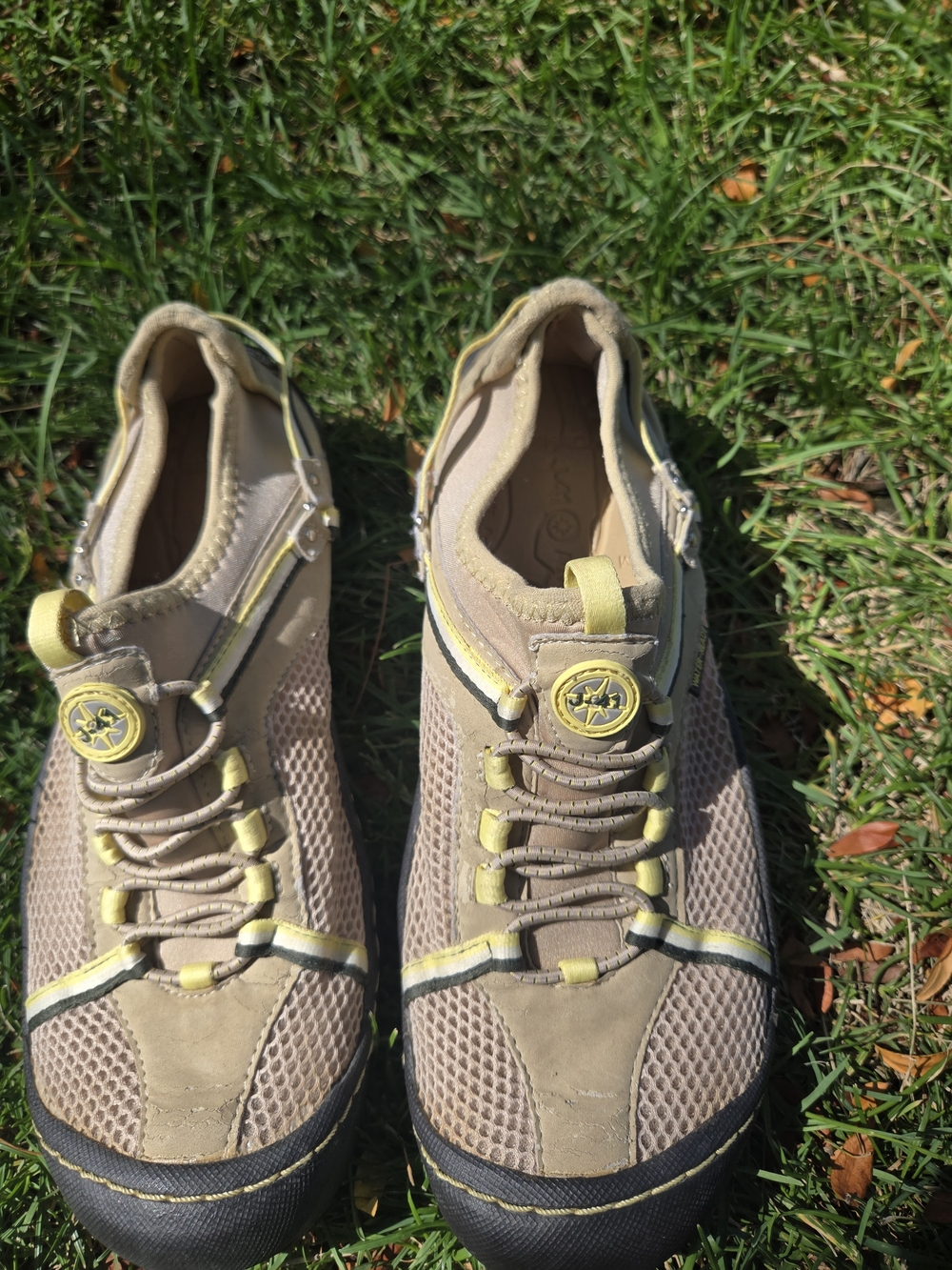 J-41 Women-s Tan and Yellow Mesh Athletic Sandals
